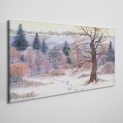 Obraz Canvas Zimowy pejzaż z samotnym drzewem