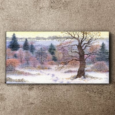 Obraz Canvas Zimowy pejzaż z samotnym drzewem