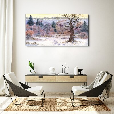 Obraz Canvas Zimowy pejzaż z samotnym drzewem
