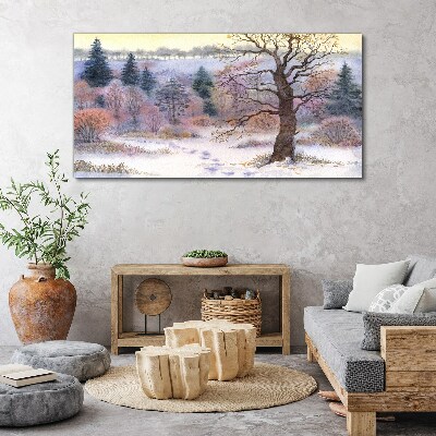 Obraz Canvas Zimowy pejzaż z samotnym drzewem