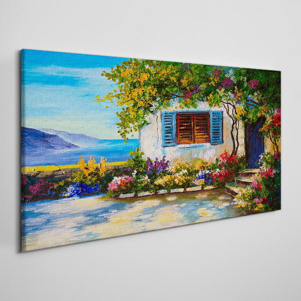 Obraz Canvas Krajobraz nadmorski z kwiatami
