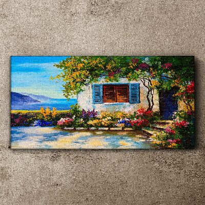 Obraz Canvas Krajobraz nadmorski z kwiatami
