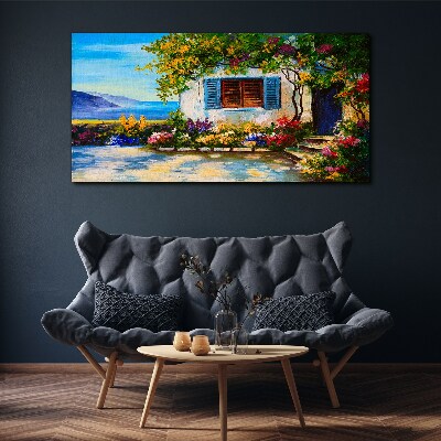 Obraz Canvas Krajobraz nadmorski z kwiatami