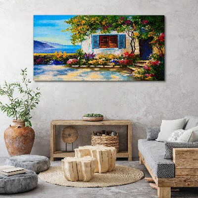 Obraz Canvas Krajobraz nadmorski z kwiatami
