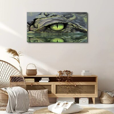 Obraz Canvas Oko żaby w odbiciu wody