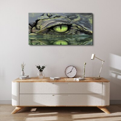 Obraz Canvas Oko żaby w odbiciu wody