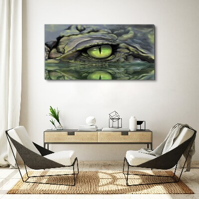 Obraz Canvas Oko żaby w odbiciu wody
