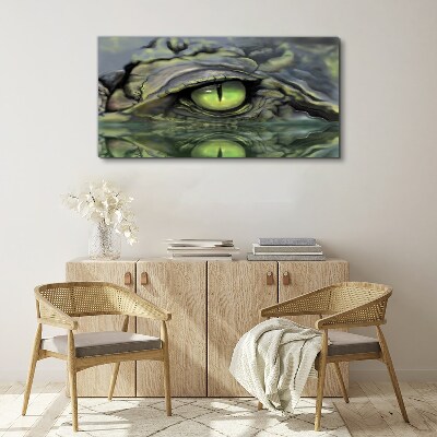 Obraz Canvas Oko żaby w odbiciu wody