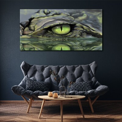 Obraz Canvas Oko żaby w odbiciu wody