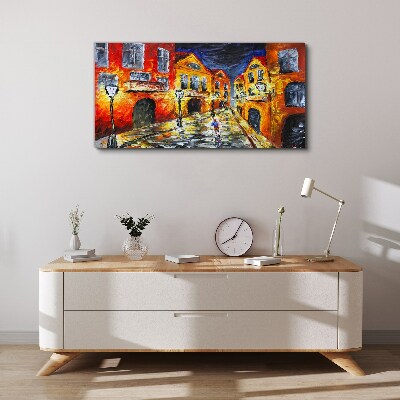 Obraz Canvas Nocna ulica w kolorach