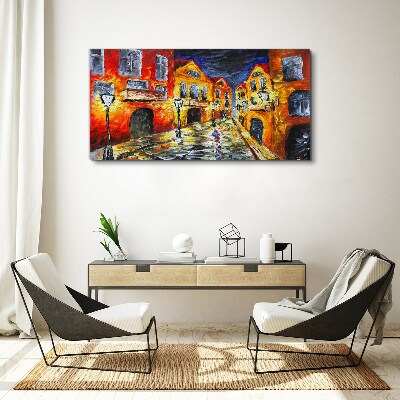 Obraz Canvas Nocna ulica w kolorach