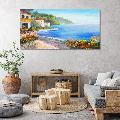 Obraz Canvas Wybrzeże Kwiaty Morze Niebo