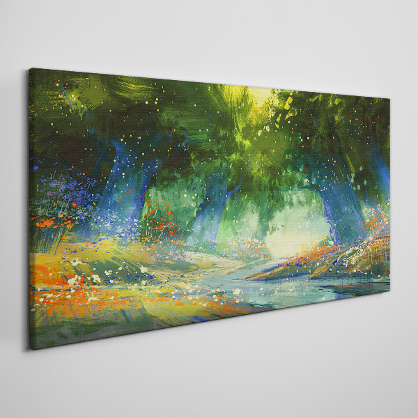 Obraz Canvas Zielony las w świetle poranka
