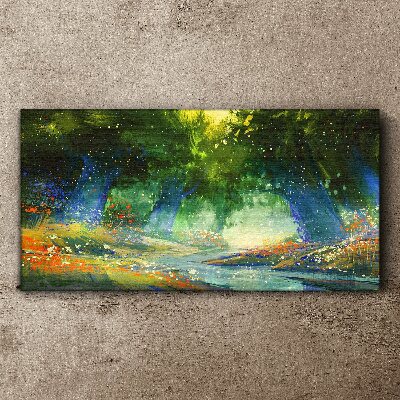 Obraz Canvas Zielony las w świetle poranka