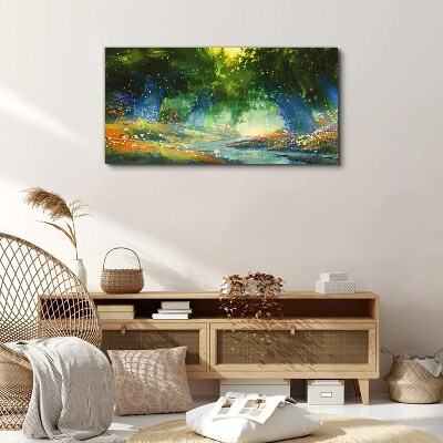 Obraz Canvas Zielony las w świetle poranka
