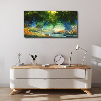 Obraz Canvas Zielony las w świetle poranka