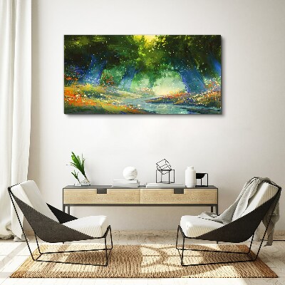 Obraz Canvas Zielony las w świetle poranka