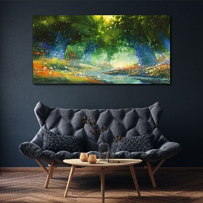 Obraz Canvas Zielony las w świetle poranka