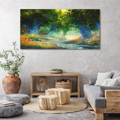 Obraz Canvas Zielony las w świetle poranka