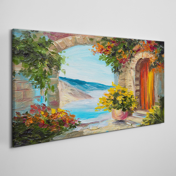 Obraz Canvas Krajobraz nadmorski z kwiatami
