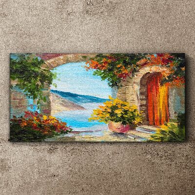 Obraz Canvas Krajobraz nadmorski z kwiatami
