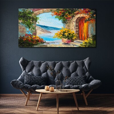 Obraz Canvas Krajobraz nadmorski z kwiatami