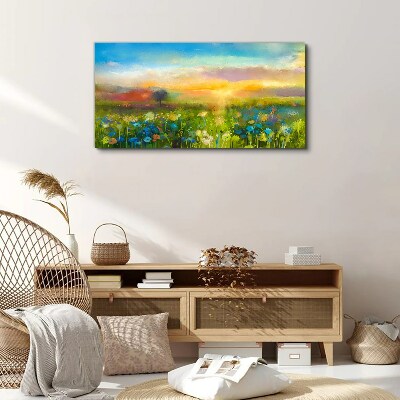 Obraz Canvas Kwiatowy krajobraz o poranku