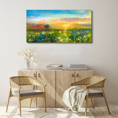 Obraz Canvas kwiaty zachód słońca