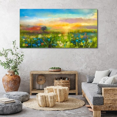 Obraz Canvas Kwiatowy krajobraz o poranku