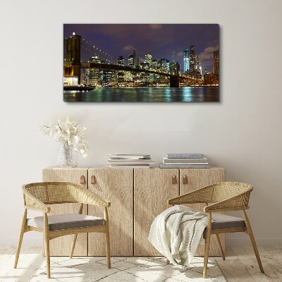 Obraz Canvas Miasto rzeka most światła