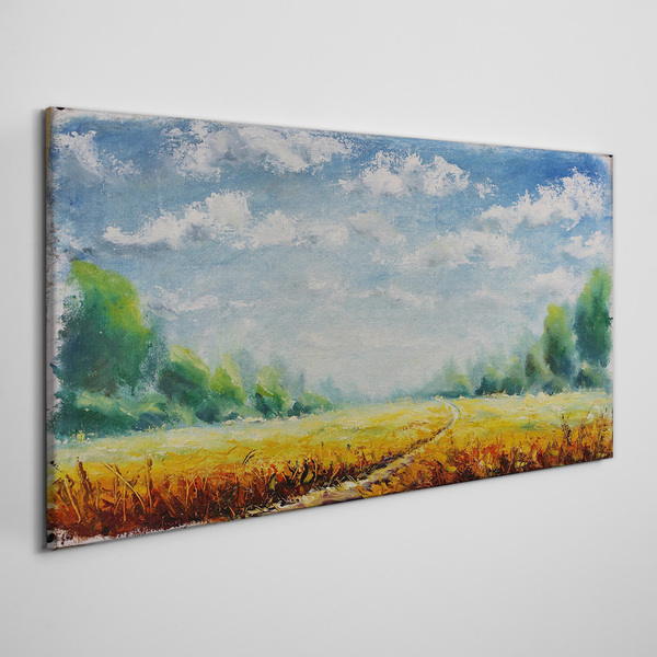 Obraz Canvas Letnie pola pod błękitnym niebem