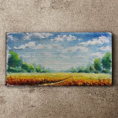Obraz Canvas Letnie pola pod błękitnym niebem