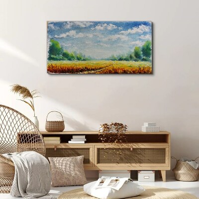 Obraz Canvas Letnie pola pod błękitnym niebem