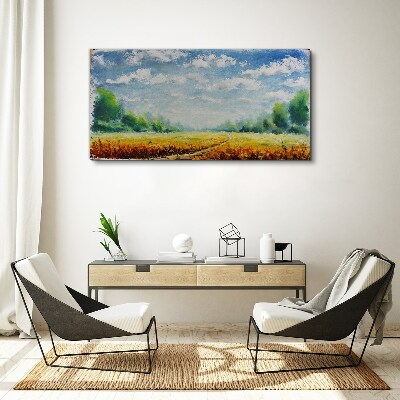 Obraz Canvas Letnie pola pod błękitnym niebem