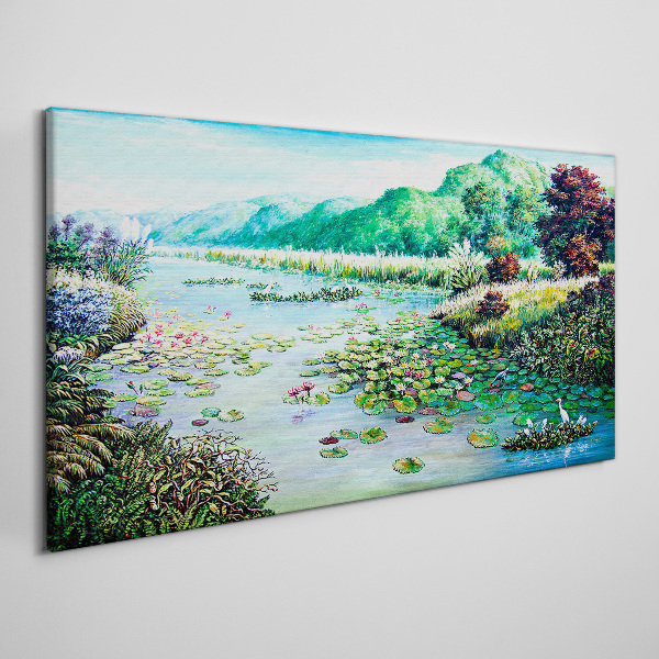 Obraz Canvas Krajobraz z liliami wodnymi