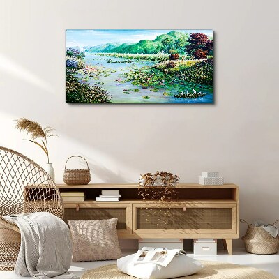 Obraz Canvas Krajobraz z liliami wodnymi