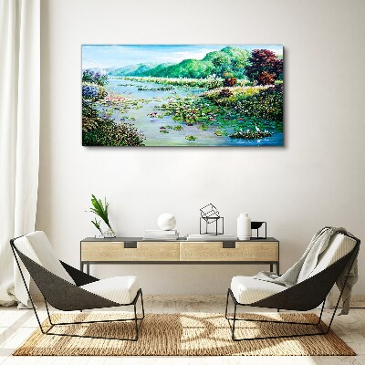 Obraz Canvas Krajobraz z liliami wodnymi