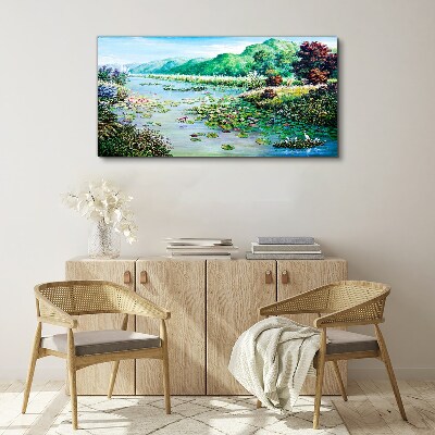 Obraz Canvas Krajobraz z liliami wodnymi