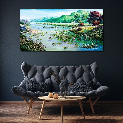 Obraz Canvas Krajobraz z liliami wodnymi