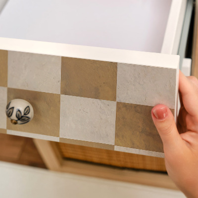 Folia do oklejania mebli Musztardowa szachownica