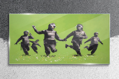 Obraz Szklany Policję Riotu na Polu Banksy