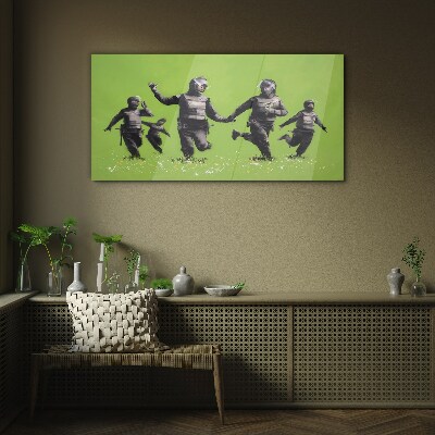 Obraz Szklany Policję Riotu na Polu Banksy