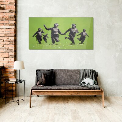 Obraz Szklany Policję Riotu na Polu Banksy