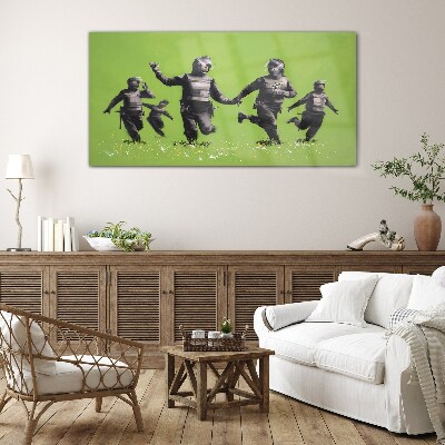Obraz Szklany Policję Riotu na Polu Banksy