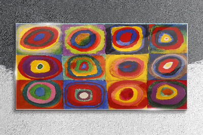 Obraz Szklany Kolor Studio: Kwadraty z koncentrycznymi kółkami Kandinsky