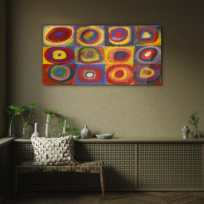 Obraz Szklany Kolor Studio: Kwadraty z koncentrycznymi kółkami Kandinsky