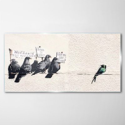 Obraz Szklany Protestujący Birds Banksy
