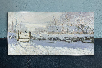 Obraz na Szkle Zimowy pejzaż z bramą