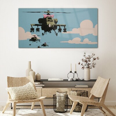 Obraz Szklany Helikopter Banksy