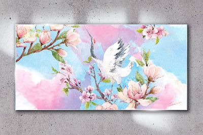 Obraz na Szkle gałęzie kwiaty zwierzę ptak